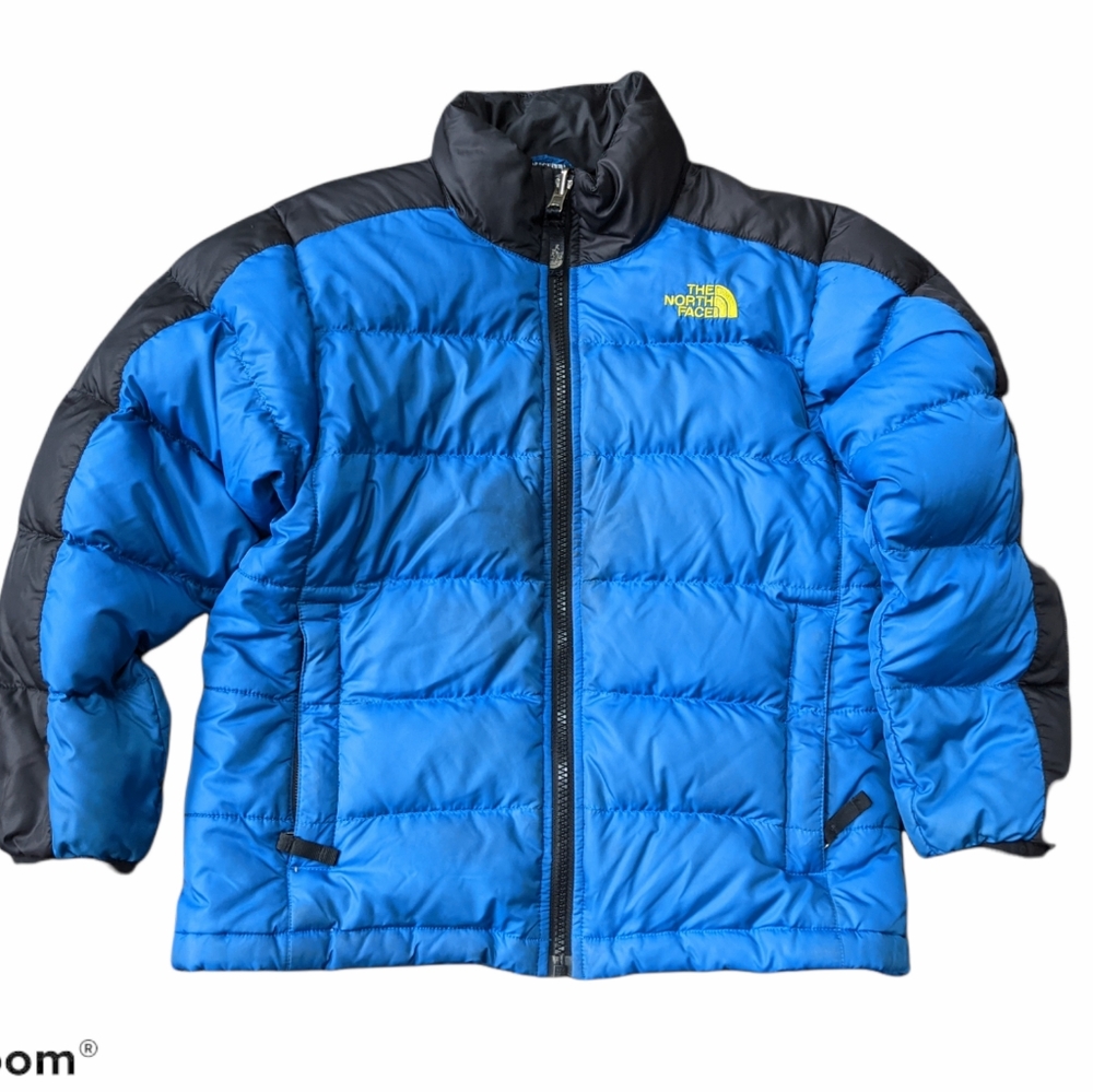 North Face 550 Down Coat Small 7/8 Blue & Black